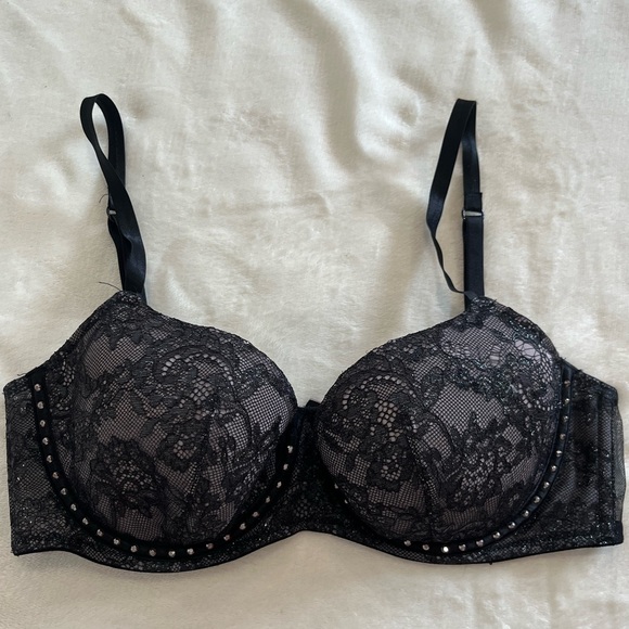 Victoria's Secret Other - Victoria’s Secret Very Sexy Balconet Bra Black w Rhinestones 34C